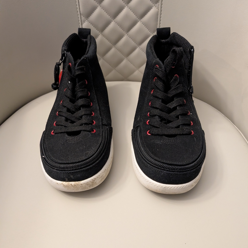 Black and Red Billy Kids High-Top Sneakers AFO Friendly